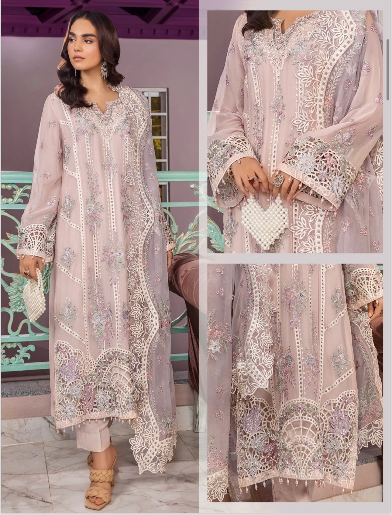 Brit 3 piece chiffon _100134 Pakistani ladies suit B124