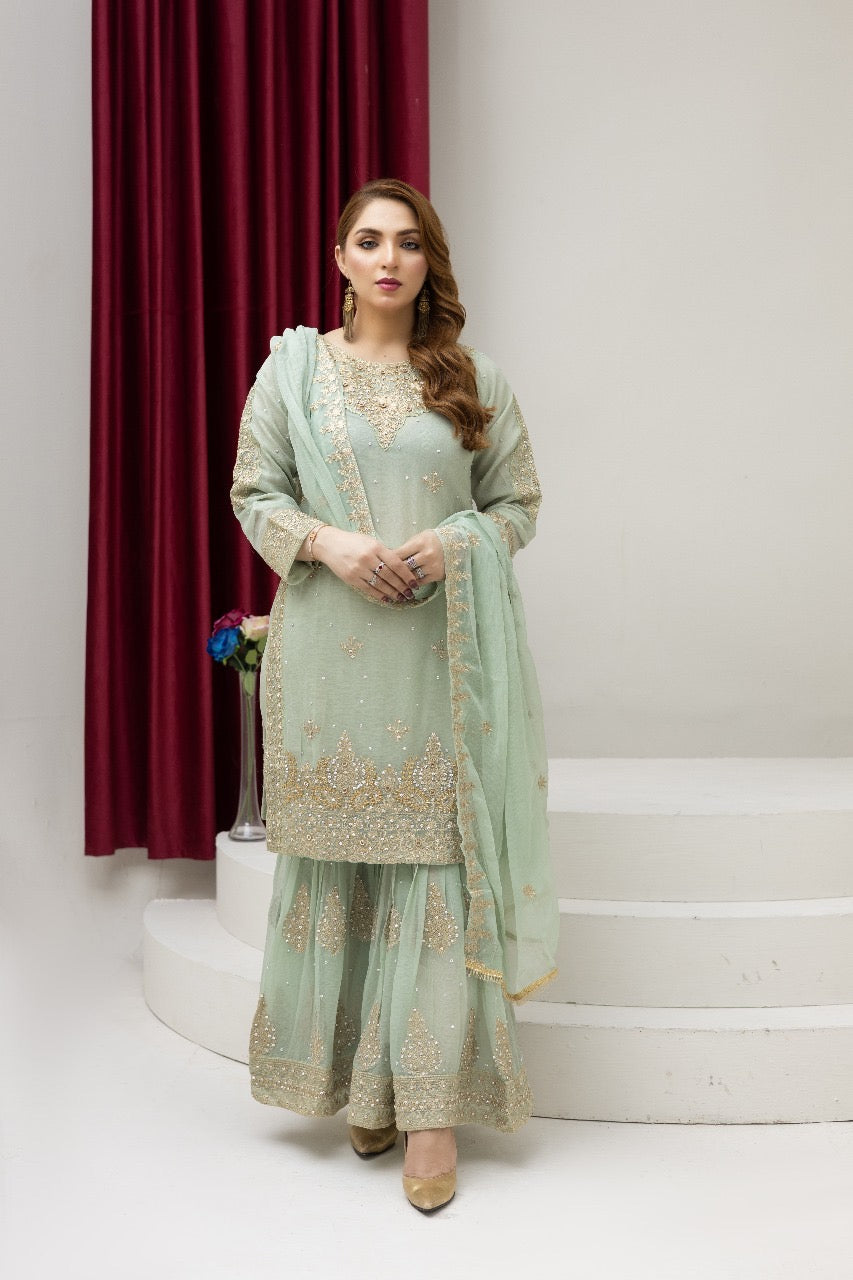Brit 3 piece luxury chiffon _81042 Pakistani ladies suit B100