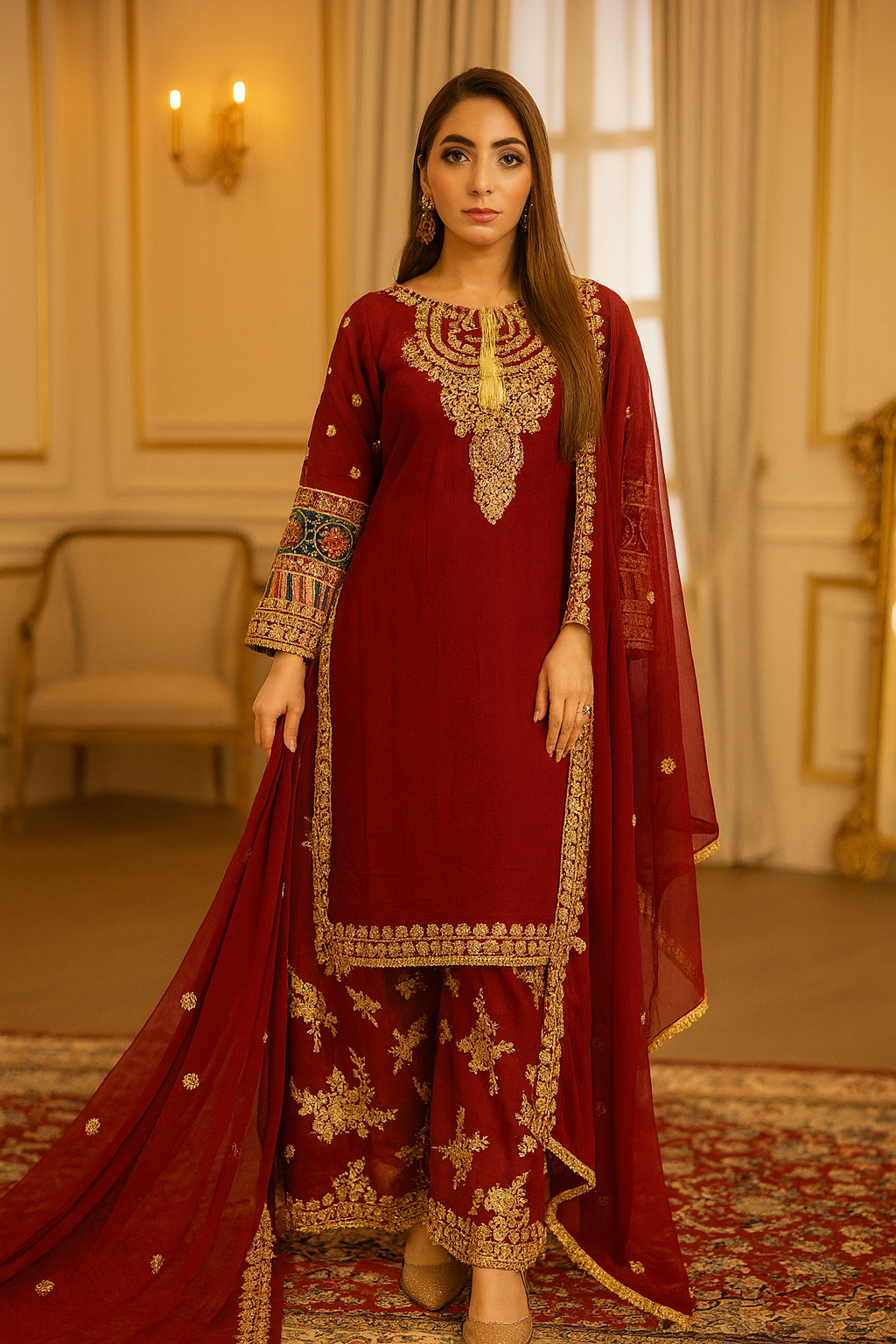 Brit 3 piece luxury chiffon_81042 Pakistani ladies suit B189