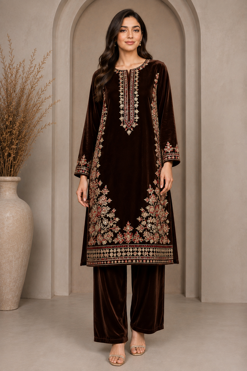 BRIT 2 piece designer Micro Valvet collection ladies dress B734