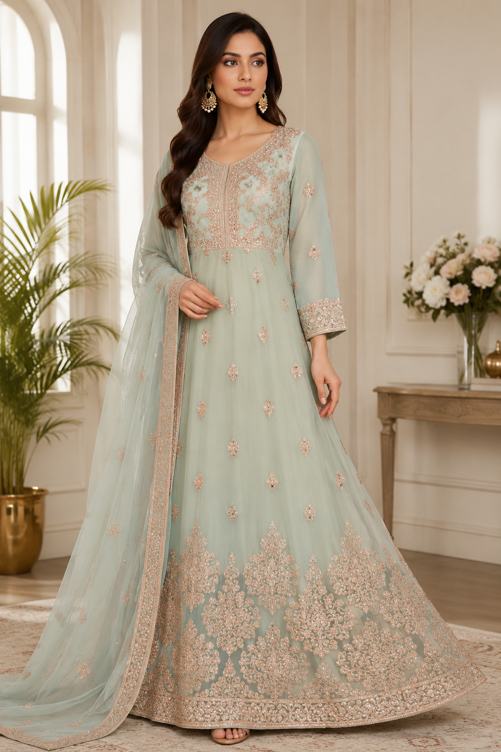 BRIT 3 piece luxury Designer Chiffon ladies Maxi dress B679