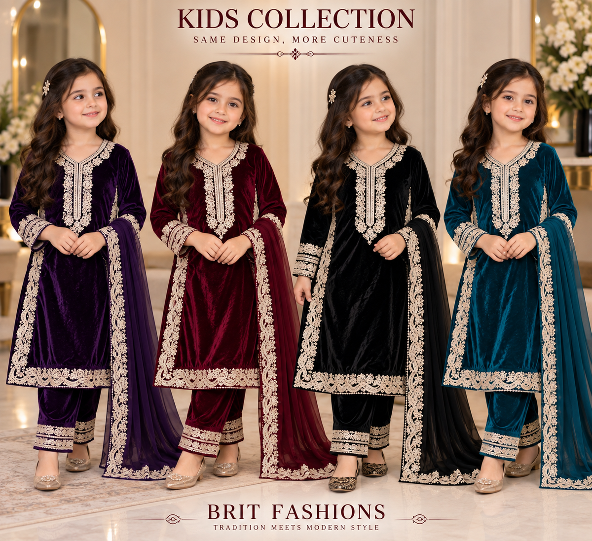 KIDS- GL 3 piece valvet designer collection B792