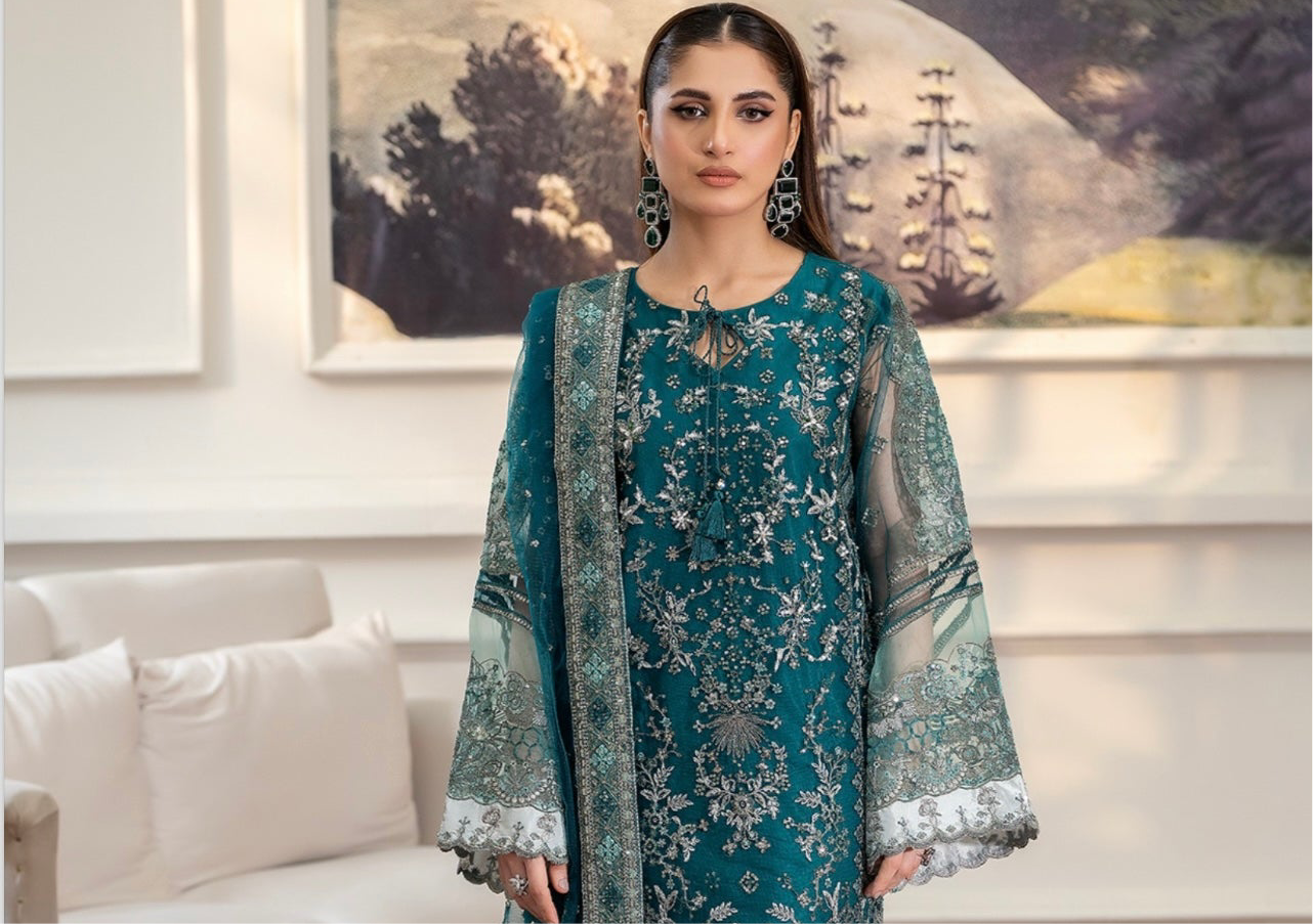 Brit 3 piece Embrioded NET_10076 Pakistani ladies suit B206