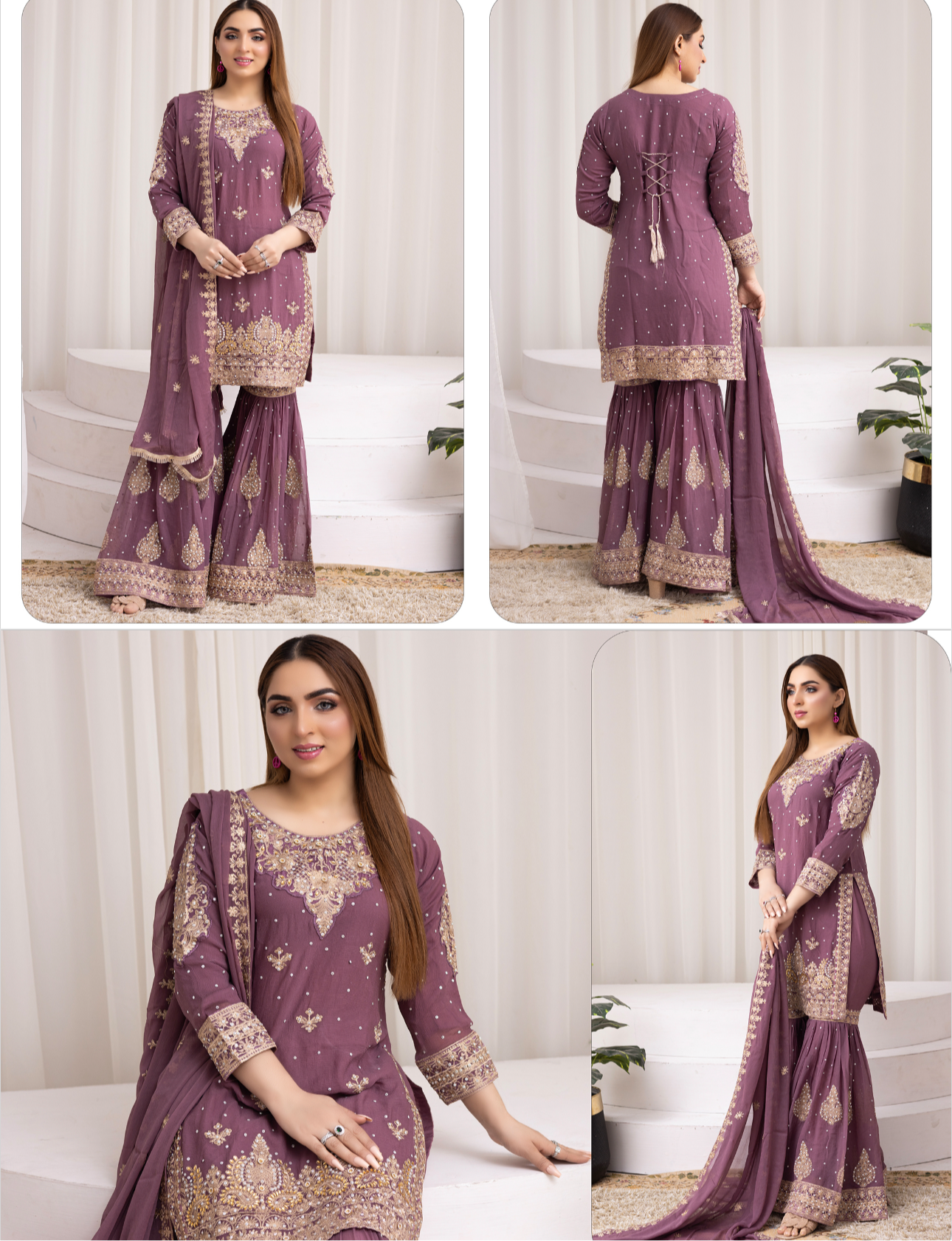 Brit Mother and Daughter 3 piece Chiffon_100293 Dusty pink B100