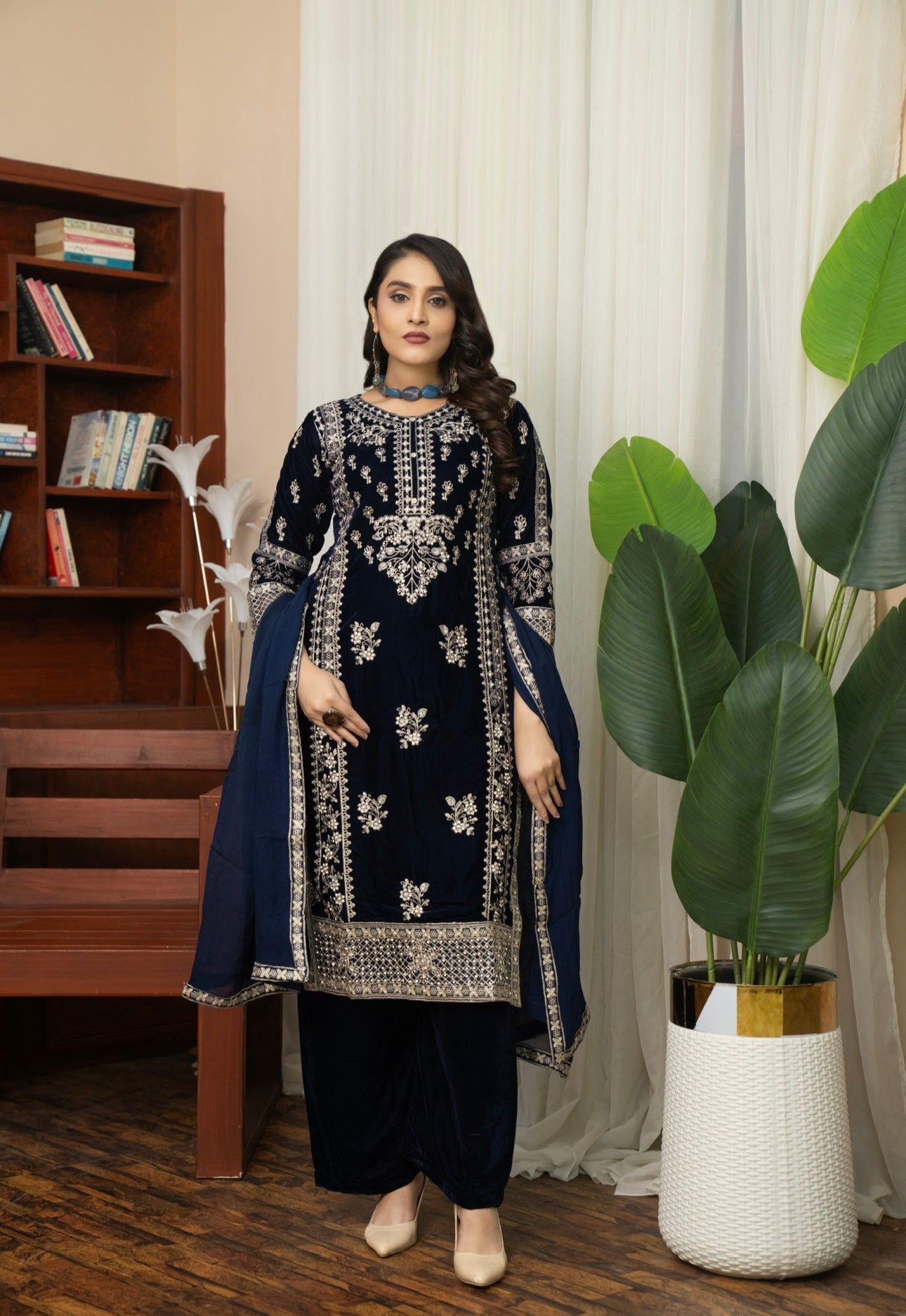 Brit 3 piece luxury Designer Valvet winter Pakistani ladies suit B321