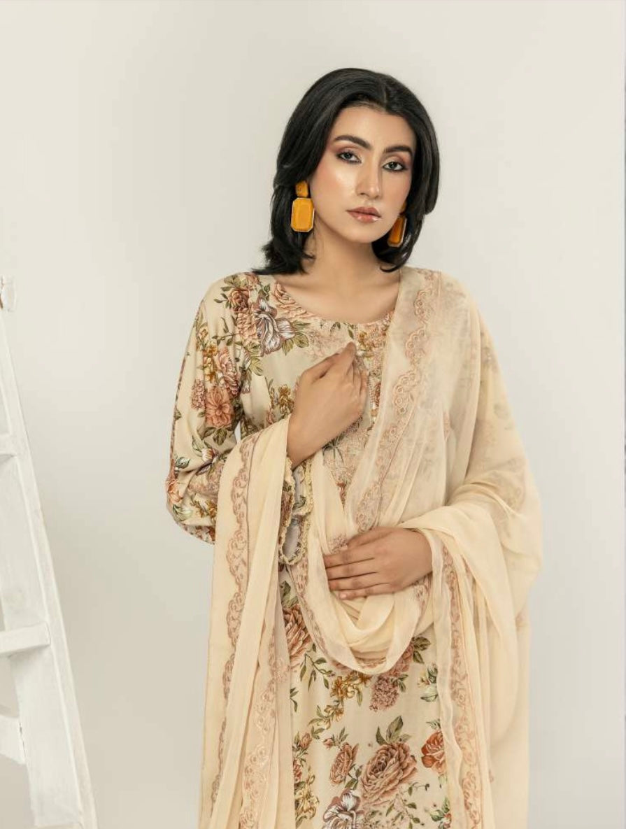 M B inspired 3 piece linen _8035 Pakistani ladies suit b64