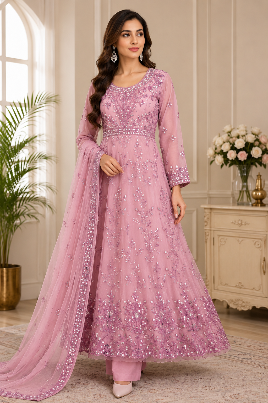BRIT 3 piece luxury Designer chiffon ladies Maxi dress B665