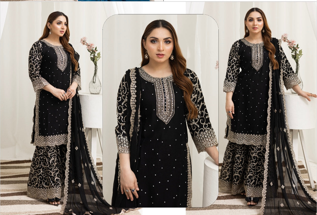 Brit Mother and Daughter 3 piece Chiffon_10028 black B99