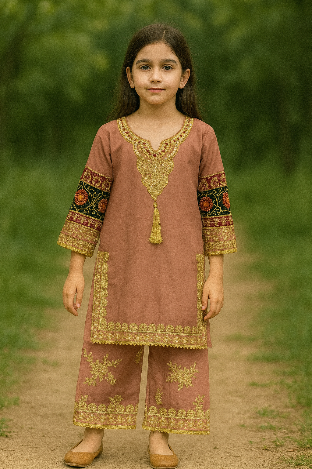 Kids 3 piece chiffon _81042 Pakistani ladies suit B189