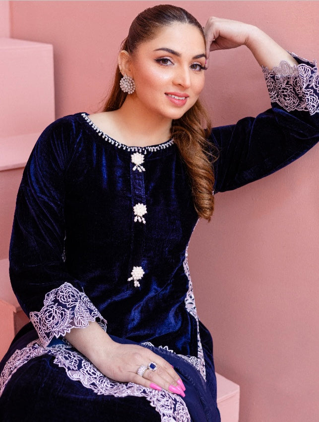 Brit 3 piece velvet_6005 Pakistani ladies suit nevy B1