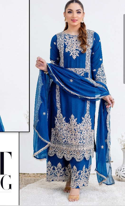 Brit 3 piece chiffon mother and daughter _8090 Teal ladies suit B76