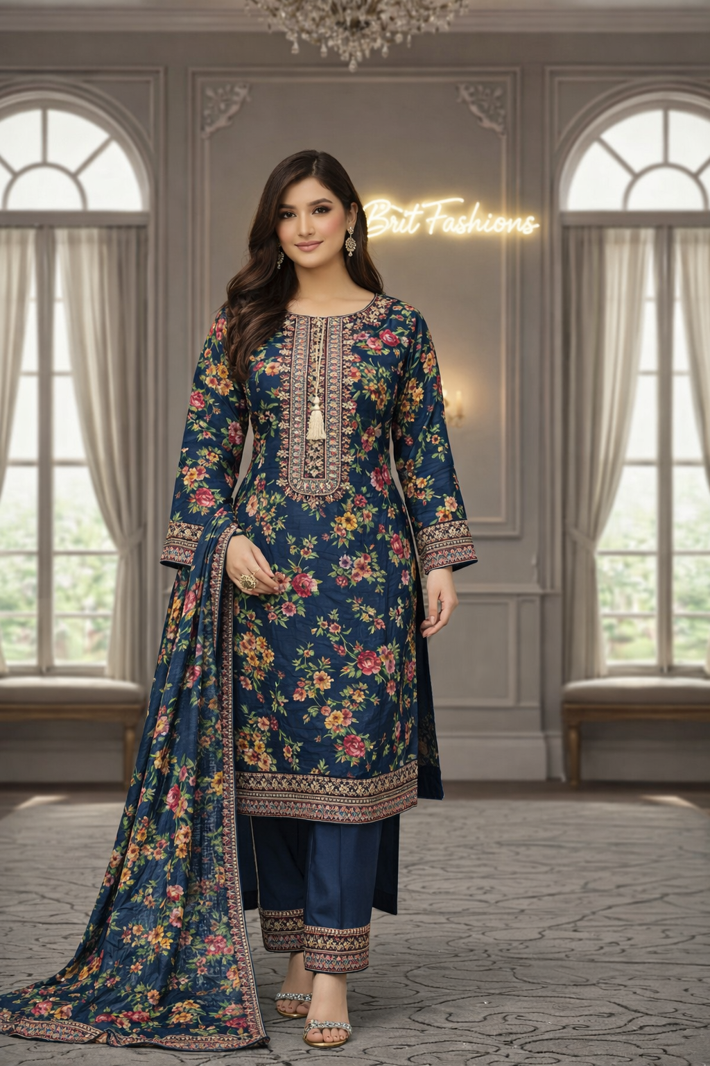 Brit 3 piece linen _81042 Pakistani ladies suit B465