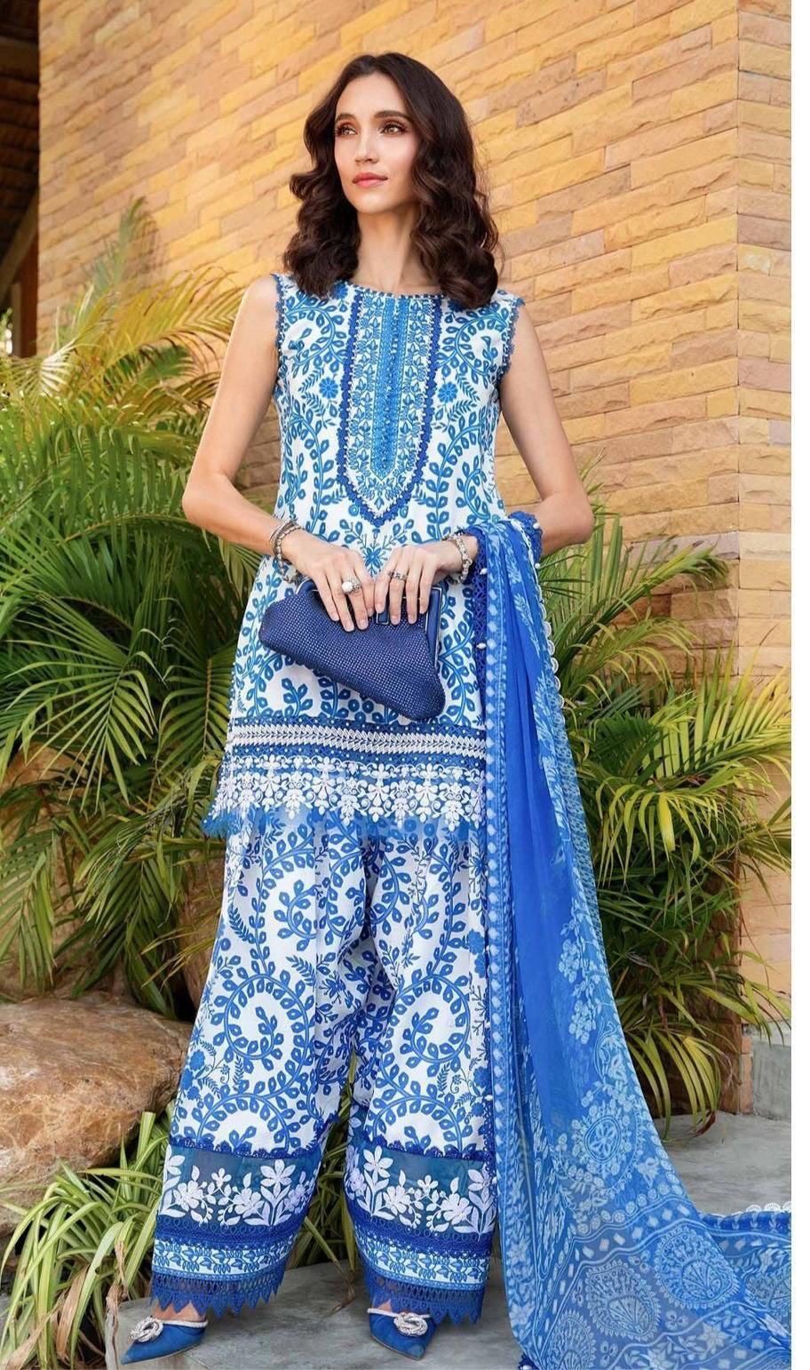 M Print inspired 3 piece luxury lawn_81042 Pakistani ladies suit B199