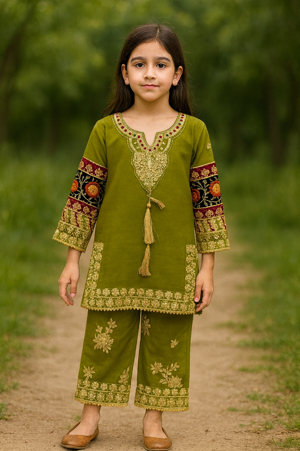 Kids 3 piece chiffon _81042 Pakistani ladies suit B189