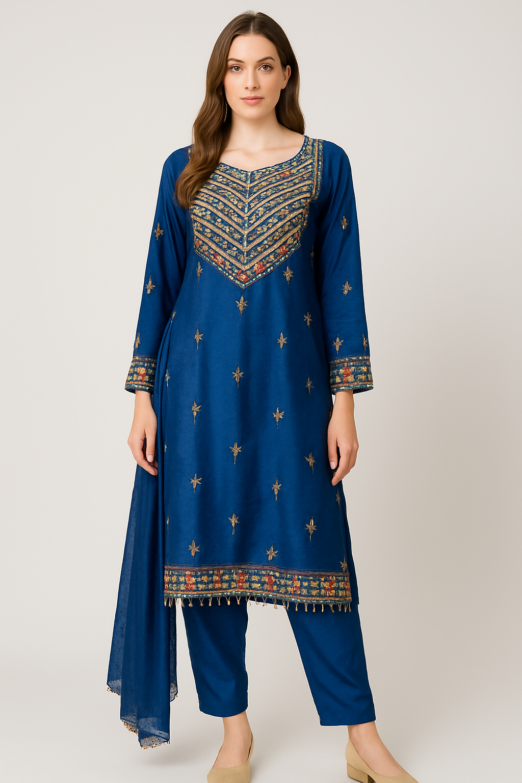 Brit 3 piece velvet_6022 Pakistani ladies suit blue B16