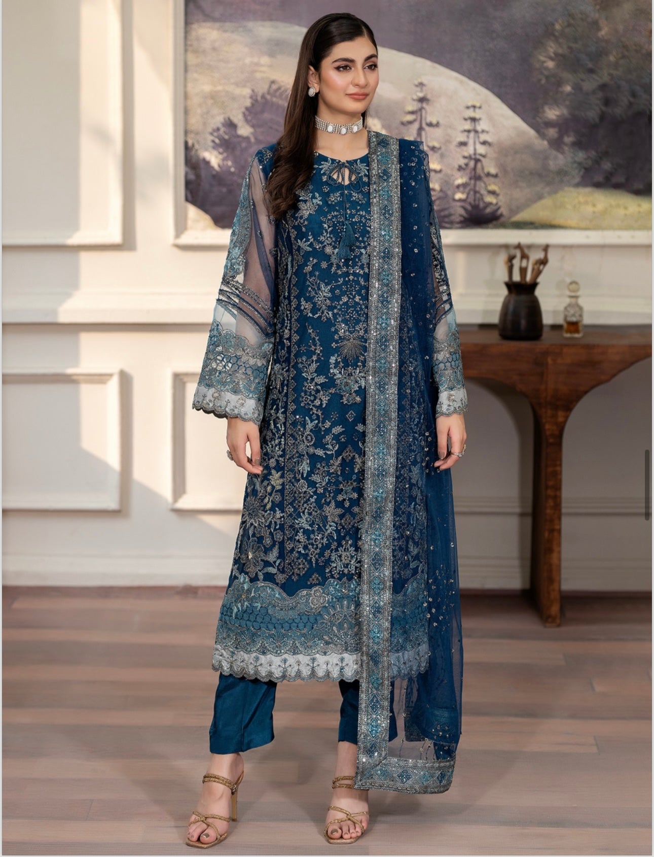 Brit 3 piece Embrioded NET_10076 Pakistani ladies suit B206