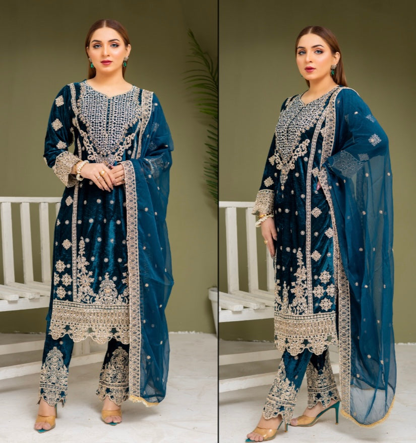 Brit Valvet 3 piece _3099 D2 Teal