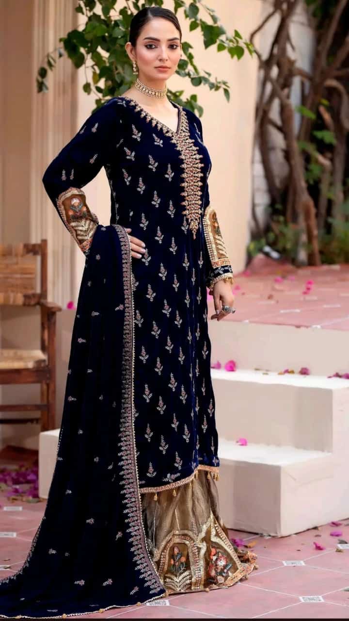 Brit 3 piece luxury velvet_5022 Pakistani ladies suit P1