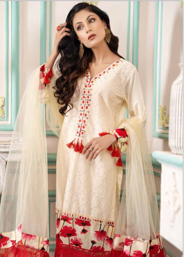 Raniya Designer 3 piece chicken kari _8041 Pakistani suits RCL