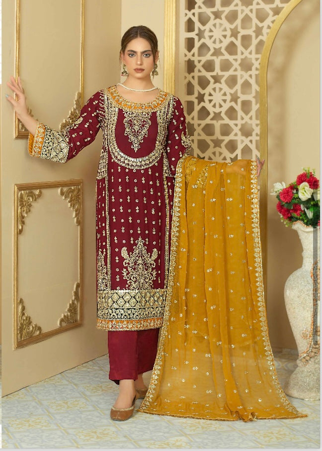 Brit 3 piece chiffon _100129 Pakistani ladies suit B123