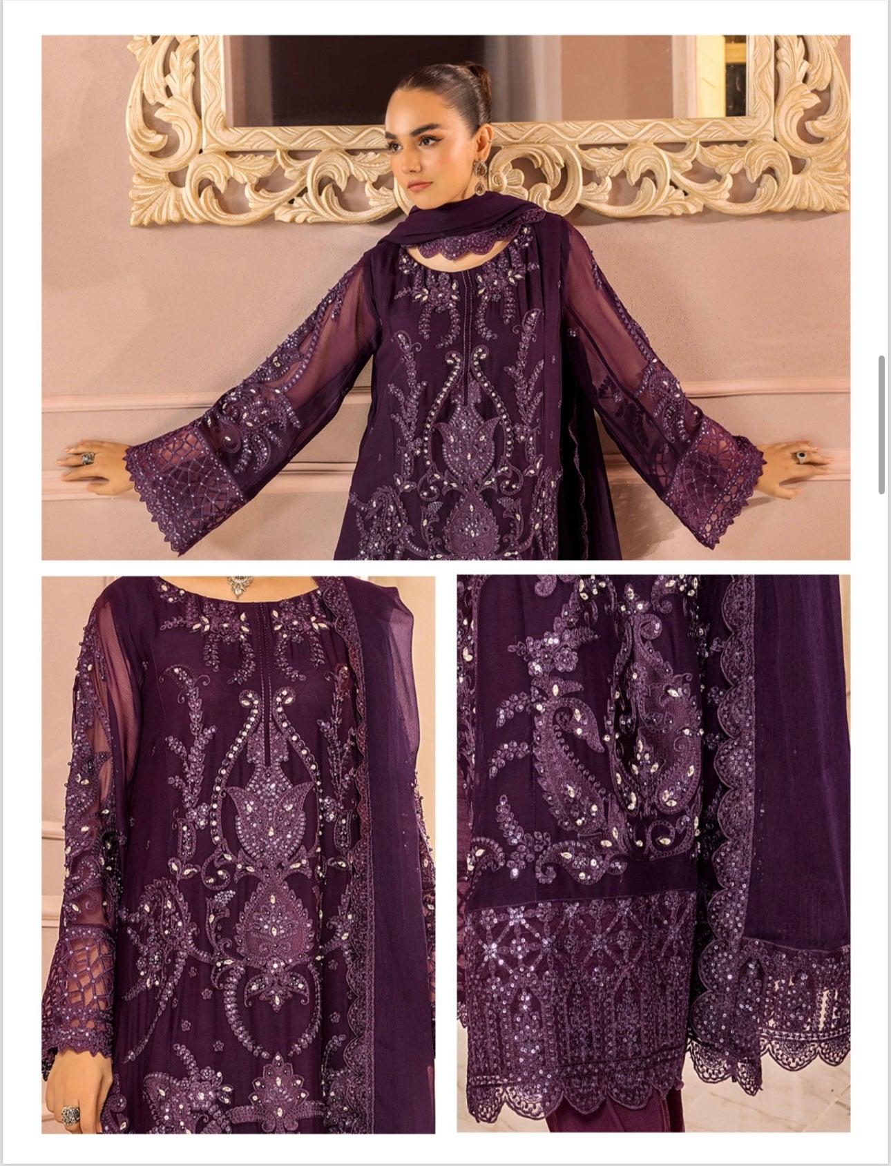 Brit 3 piece chiffon _100133 Pakistani ladies suit B124