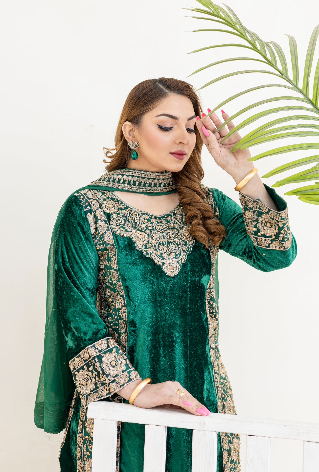 Brit 3 piece velvet wear_3014 Green B10