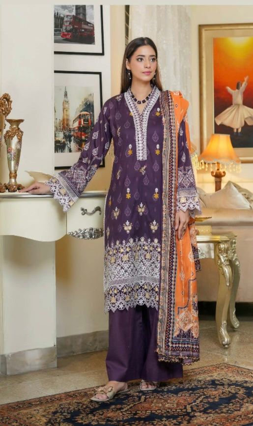 Munira linen 3 piece_1990 Pakistani ladies suit B63
