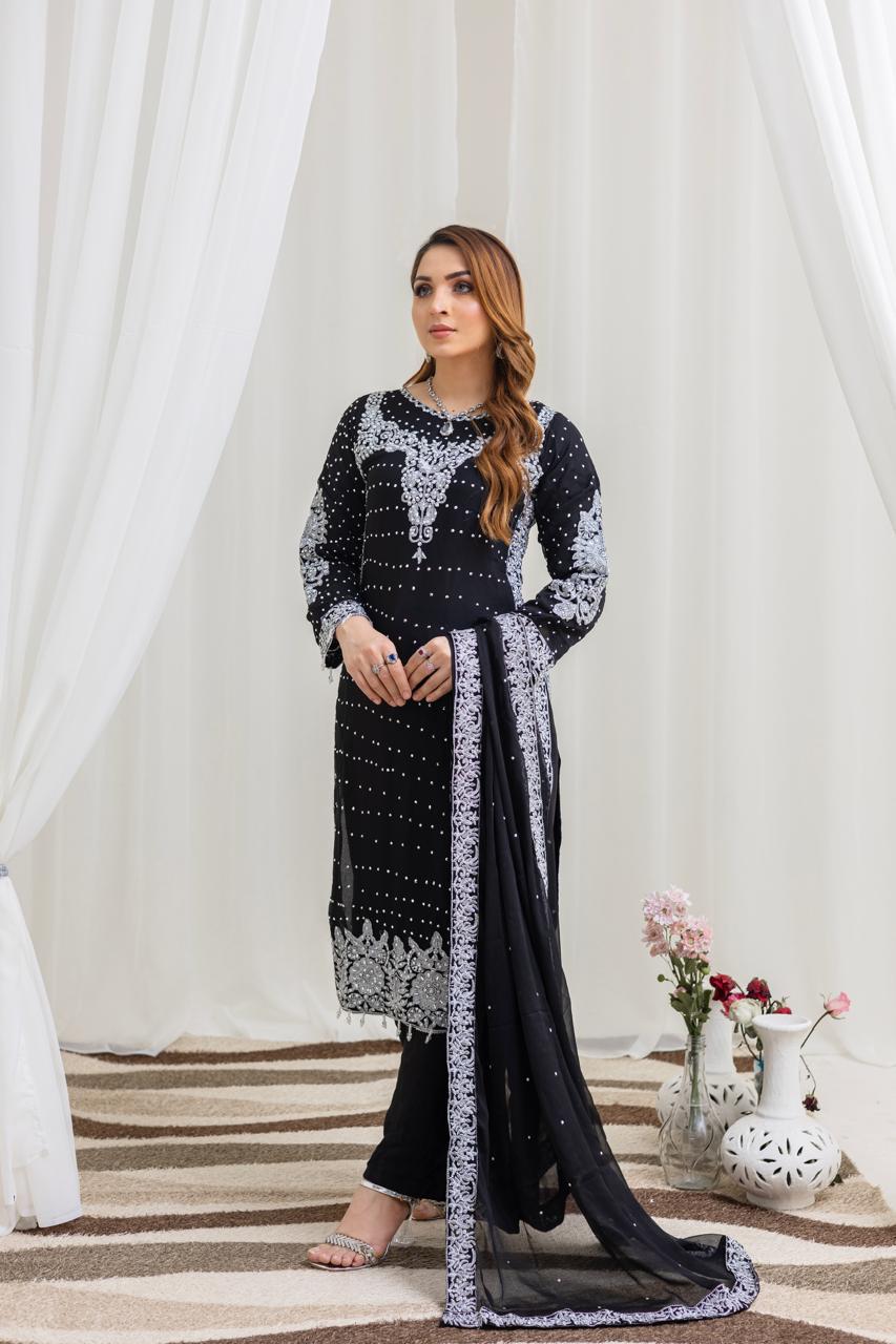 Brit Mother and daughter 3 piece Chiffon_1002 Black B92