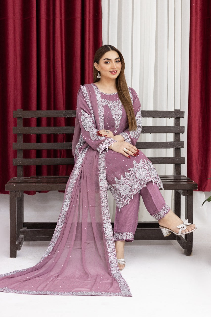 Brit Mother and Daughter 3 piece Chiffon_81037 pink B92
