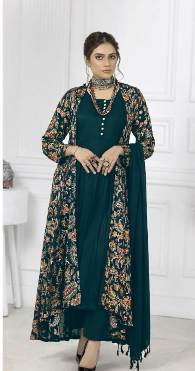 Brit 3 piece chiffon_6068 Pakistani suits Teal B35