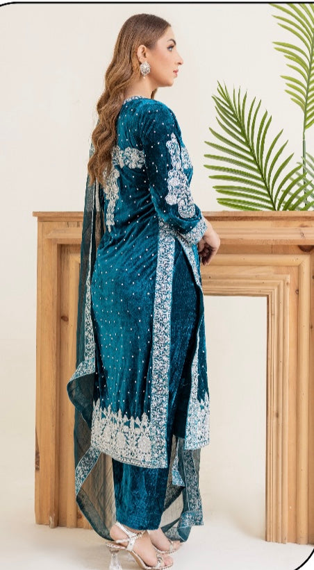Brit Valvet 3 piece _6029 Teal with silver B5