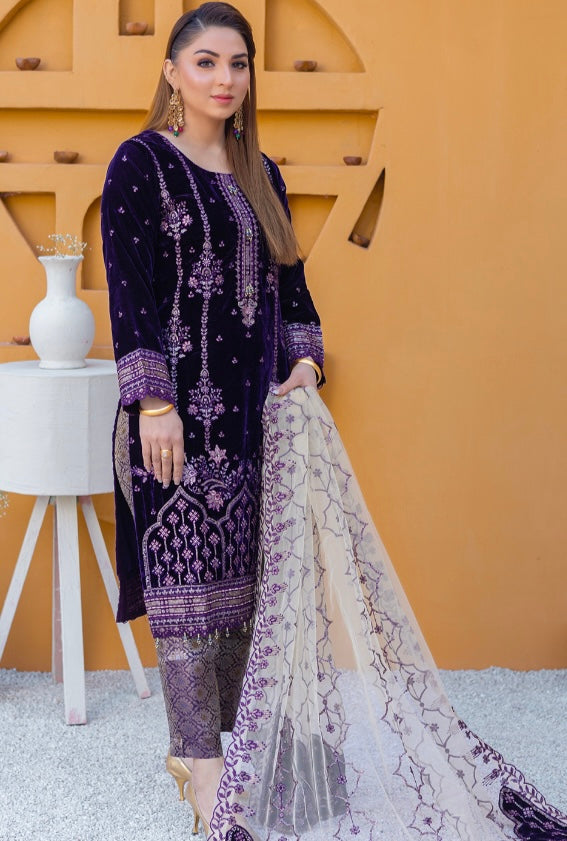 Brit Valvet 3 piece_6076 Pakistani ladies suit Purple B37