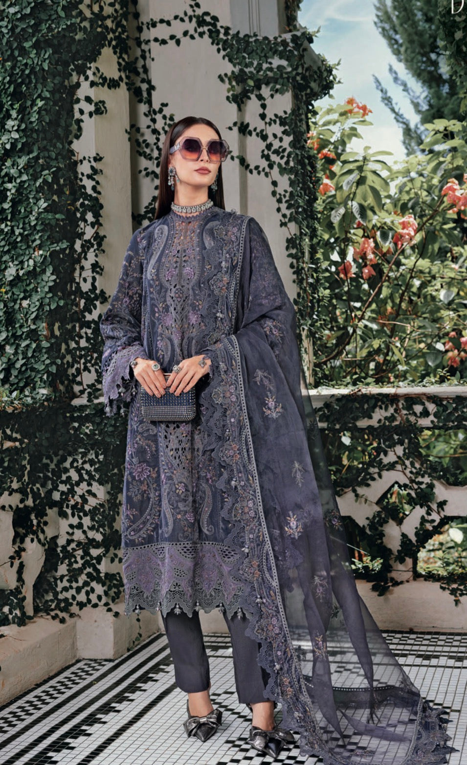 Maria B inspired 3 piece luxury_81042 Pakistani ladies suitTeal B475