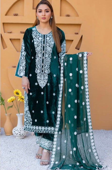 Brit 3 piece velvet_6088 ladies suit Teal B39