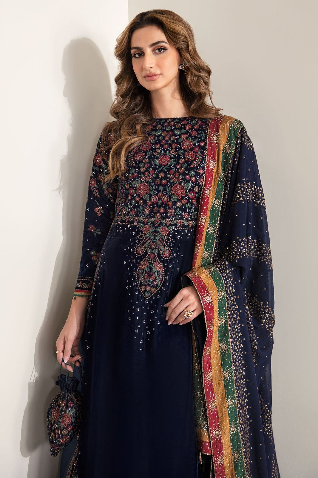 Brit 3 piece velvet _4091 Pakistani ladies suits Navy P2