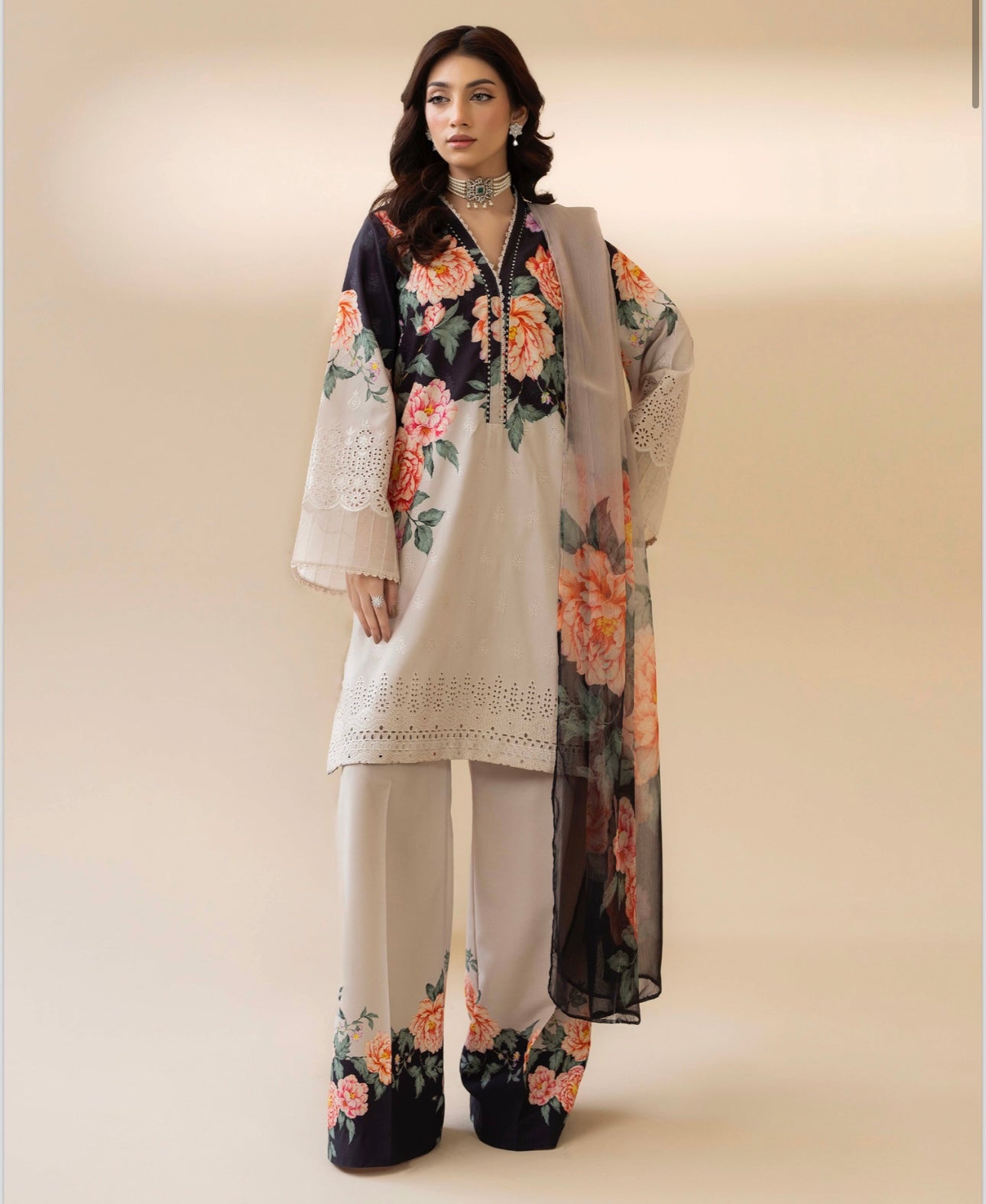 Brit 3 piece Slub Pakistani ladies Winter collection suit B409