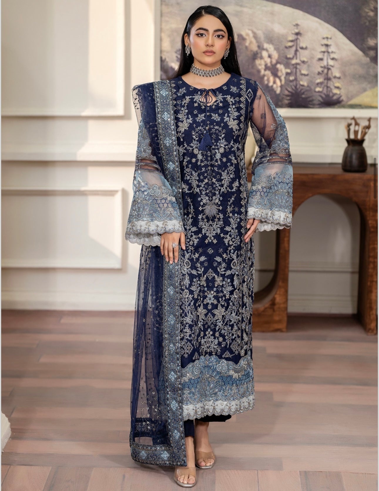 Brit 3 piece Embrioded NET_10076 Pakistani ladies suit B206