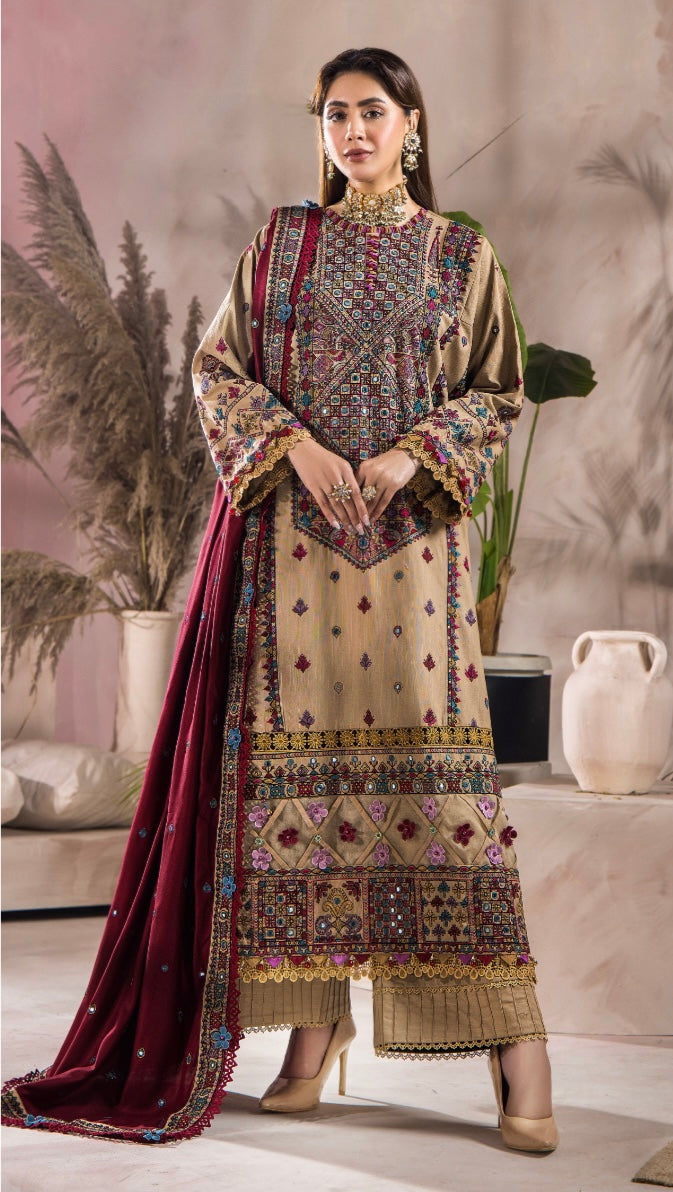 Esha ayesha original 3 piece stitched_7038 Pakistani winter dress
