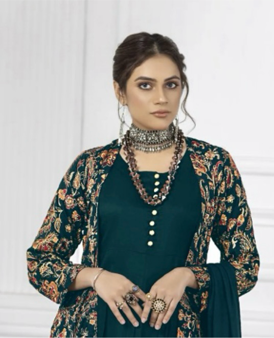 Brit 3 piece chiffon_6068 Pakistani suits Teal B35