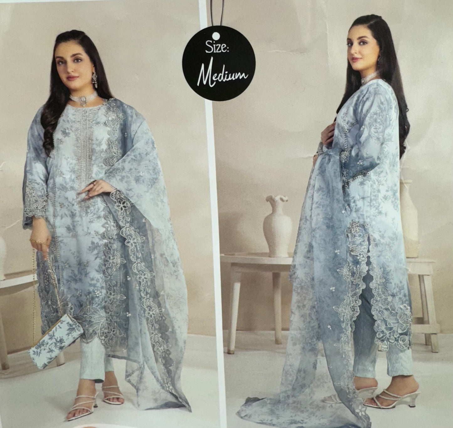 Brit Tawakal 3 piece organza _6069 Pakistani suits B36