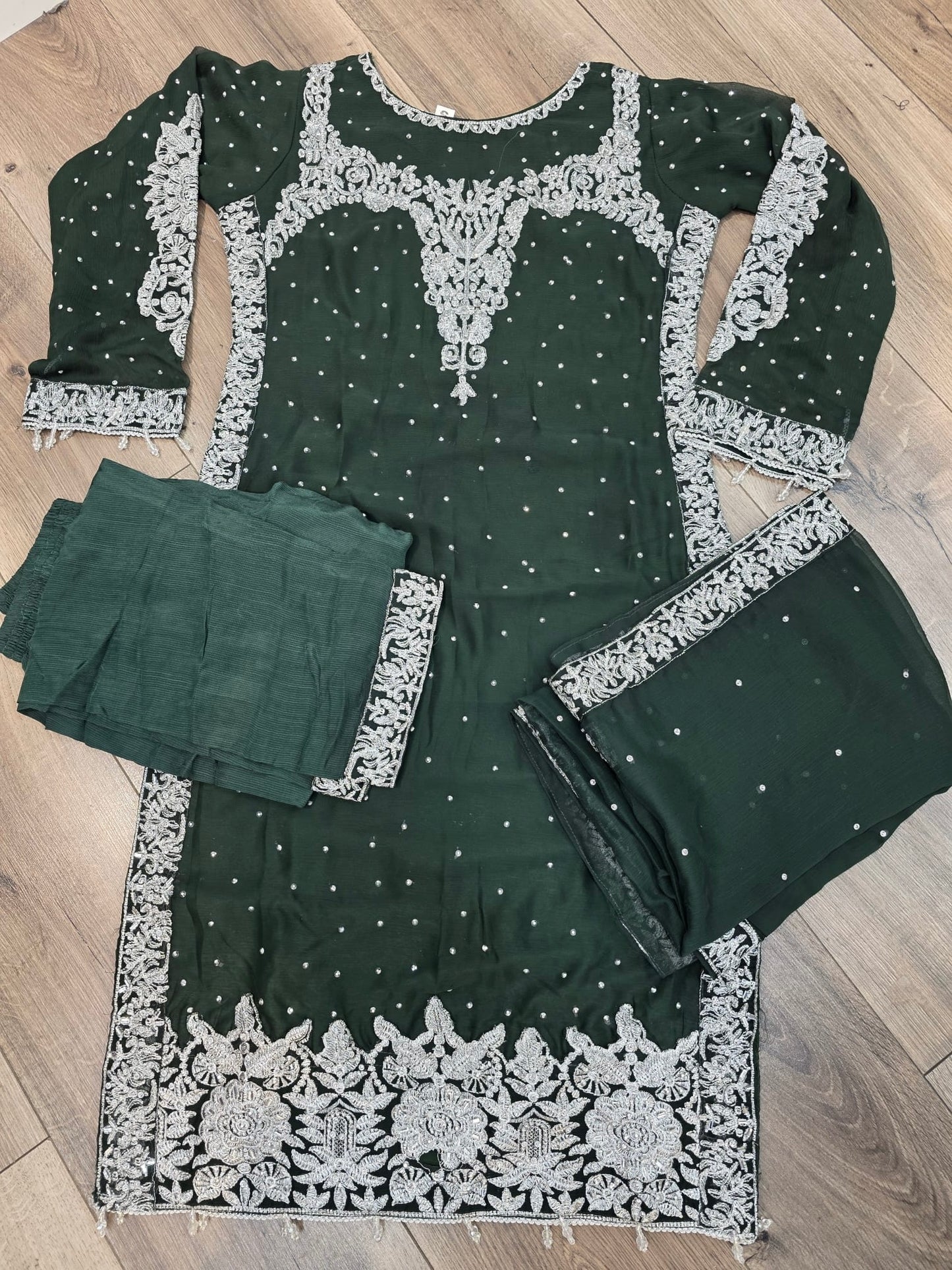 Brit Mother and Daughter 3 piece Chiffon_1001035 Green B92