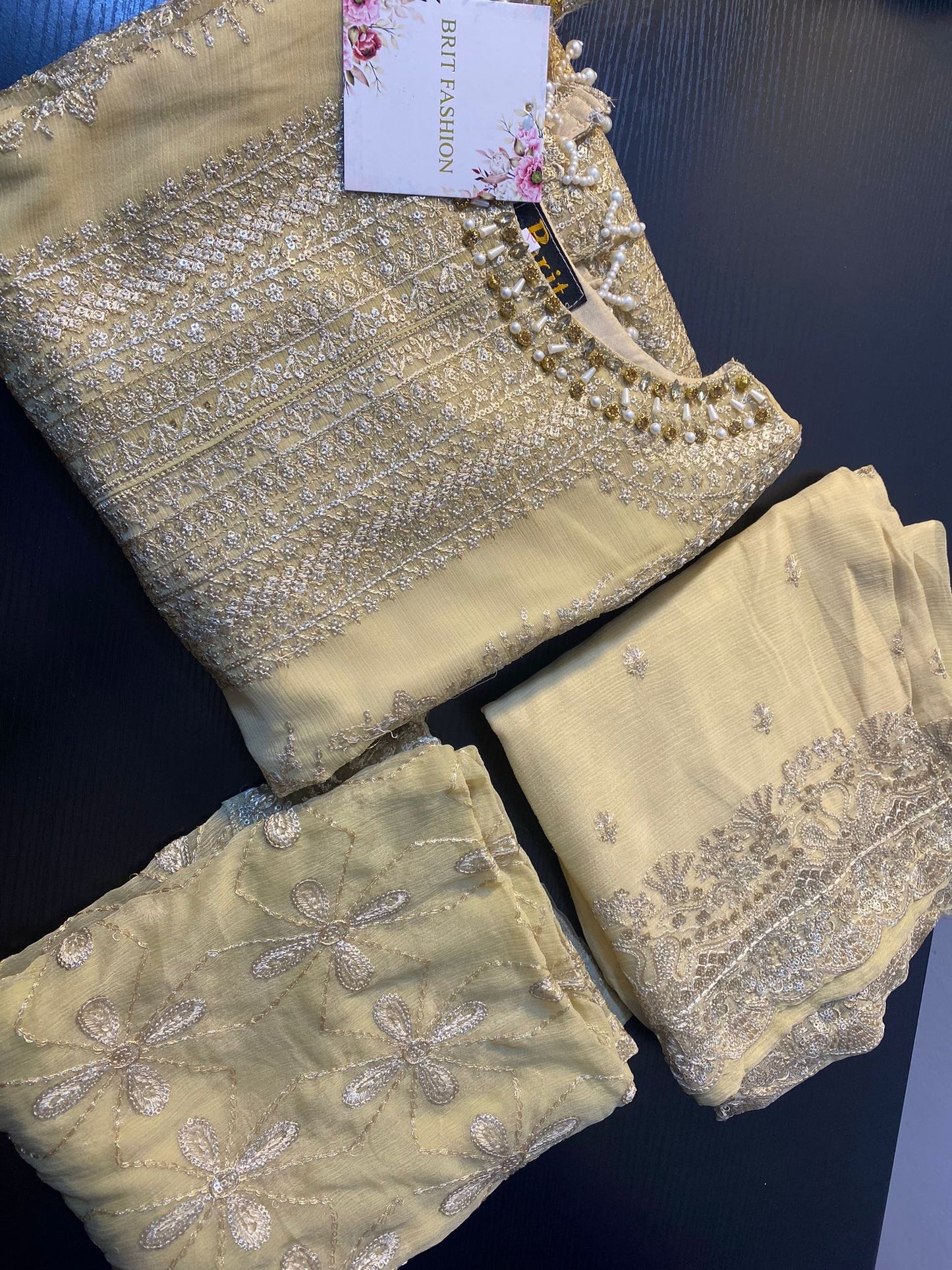 Brit 3 piece luxury chiffon_81042 Pakistani ladies suit B245