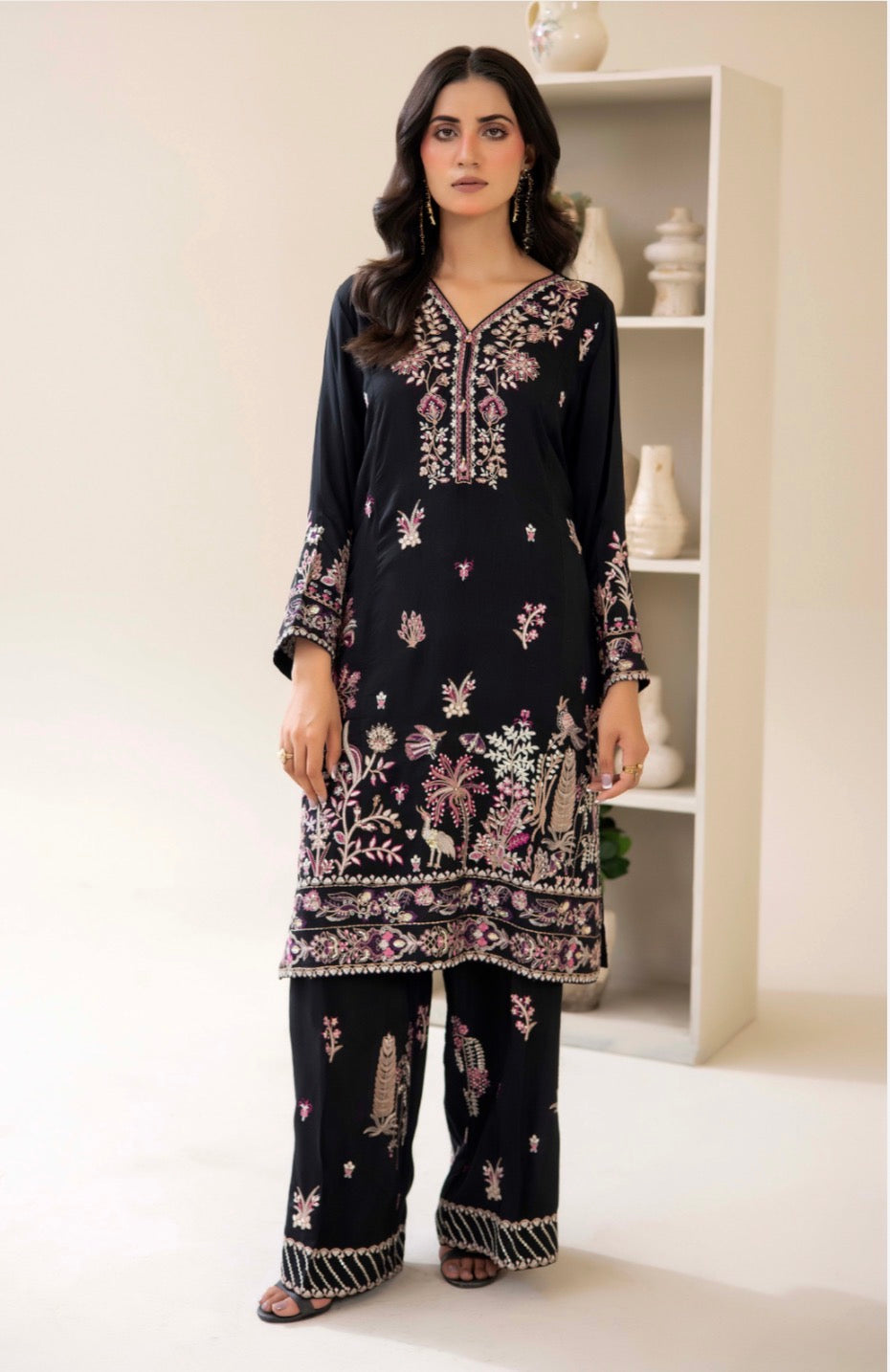 ETHNC 3 piece luxury grip raw silk ladies dress B659