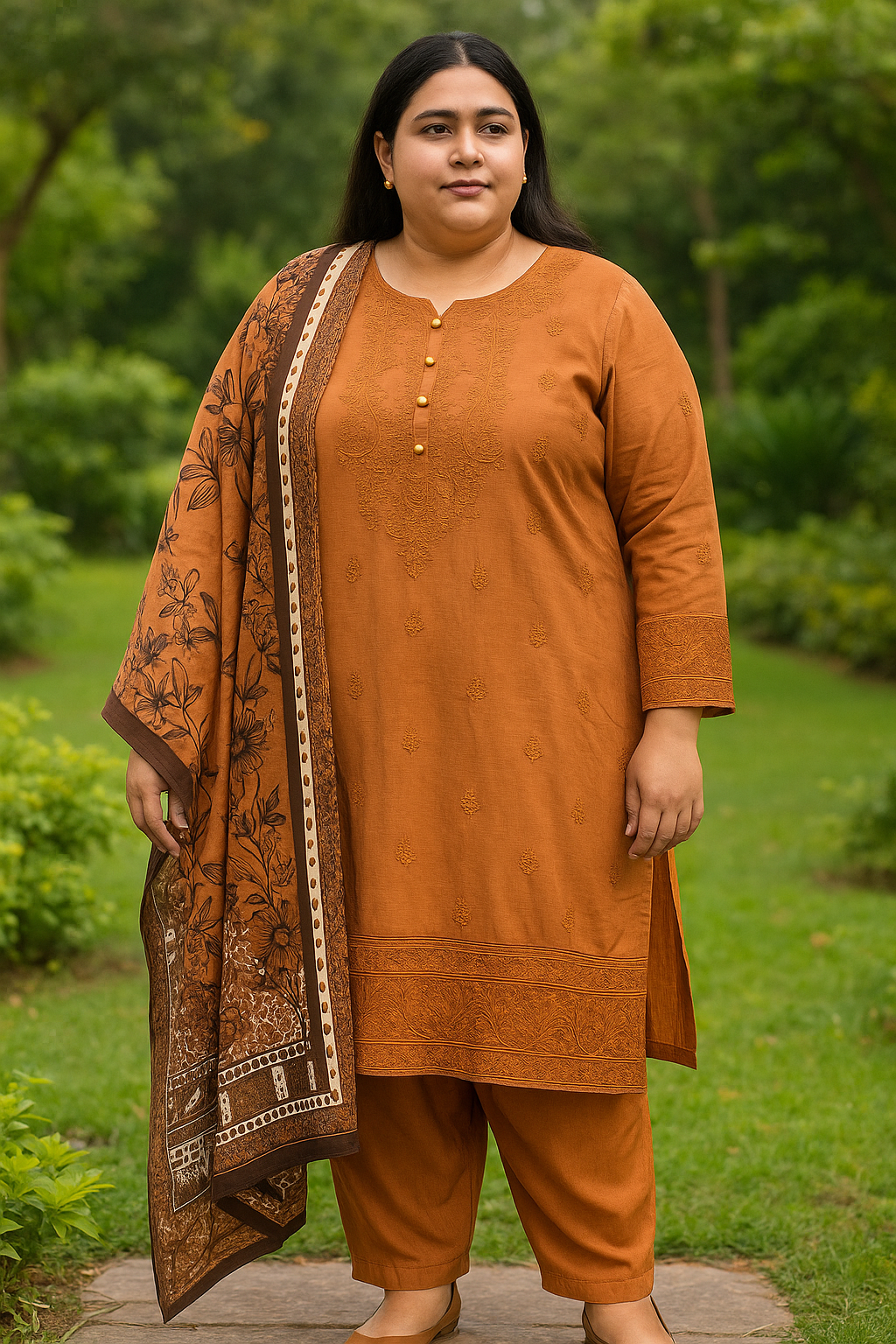 2XL , 3XL 3 piece luxury lawn_81042 Pakistani ladies suit B238