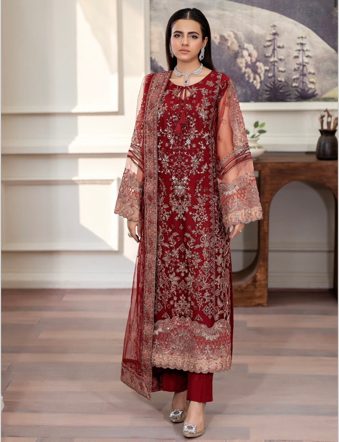 Brit 3 piece Embrioded NET_10076 Pakistani ladies suit B206