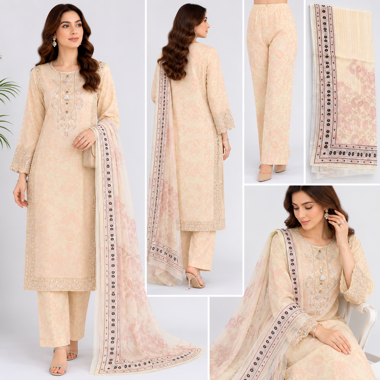 BRIT 3 piece luxury cotton ladies dress B655