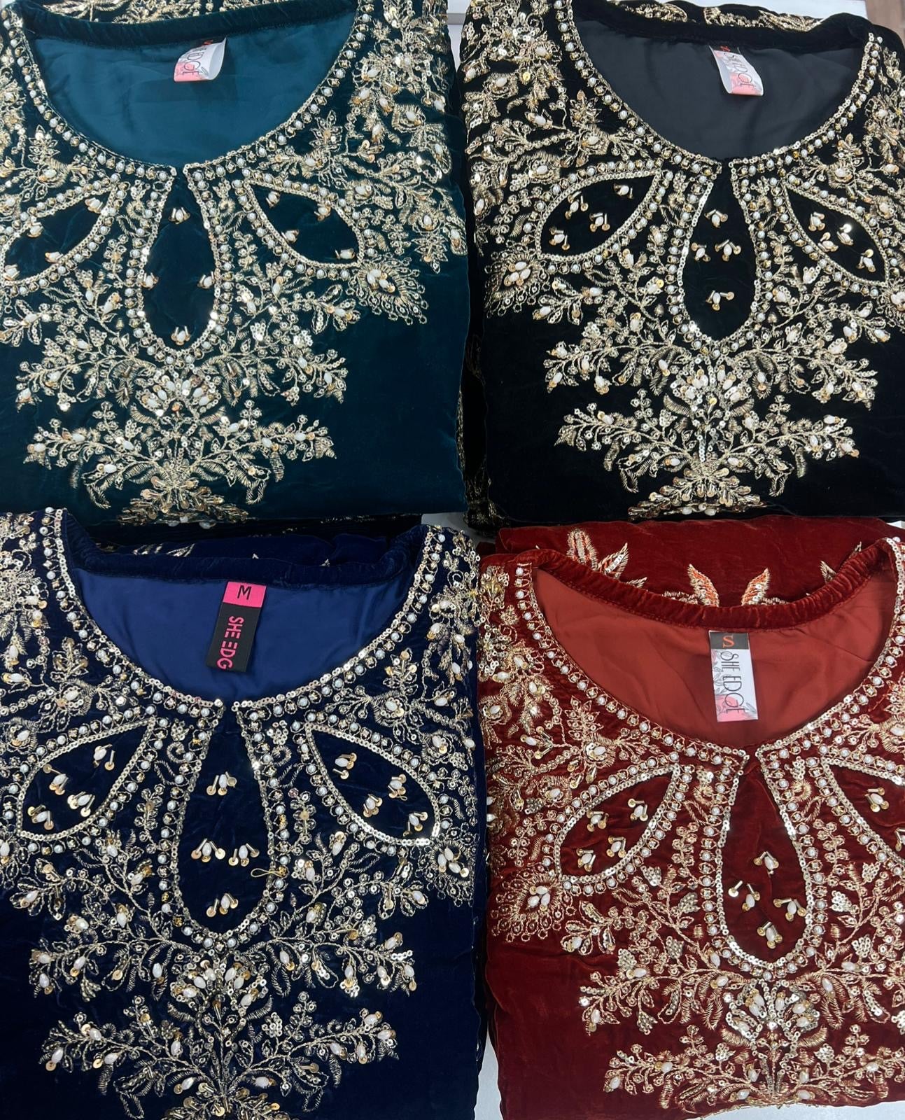 Brit 3 piece luxury Valvet winter Pakistani ladies suit_B314