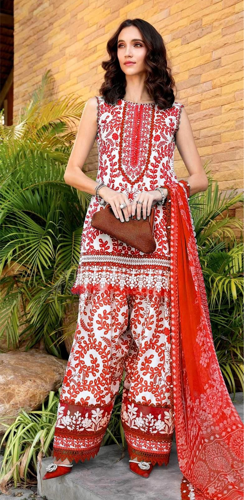 M Print inspired 3 piece luxury lawn_81042 Pakistani ladies suit B199