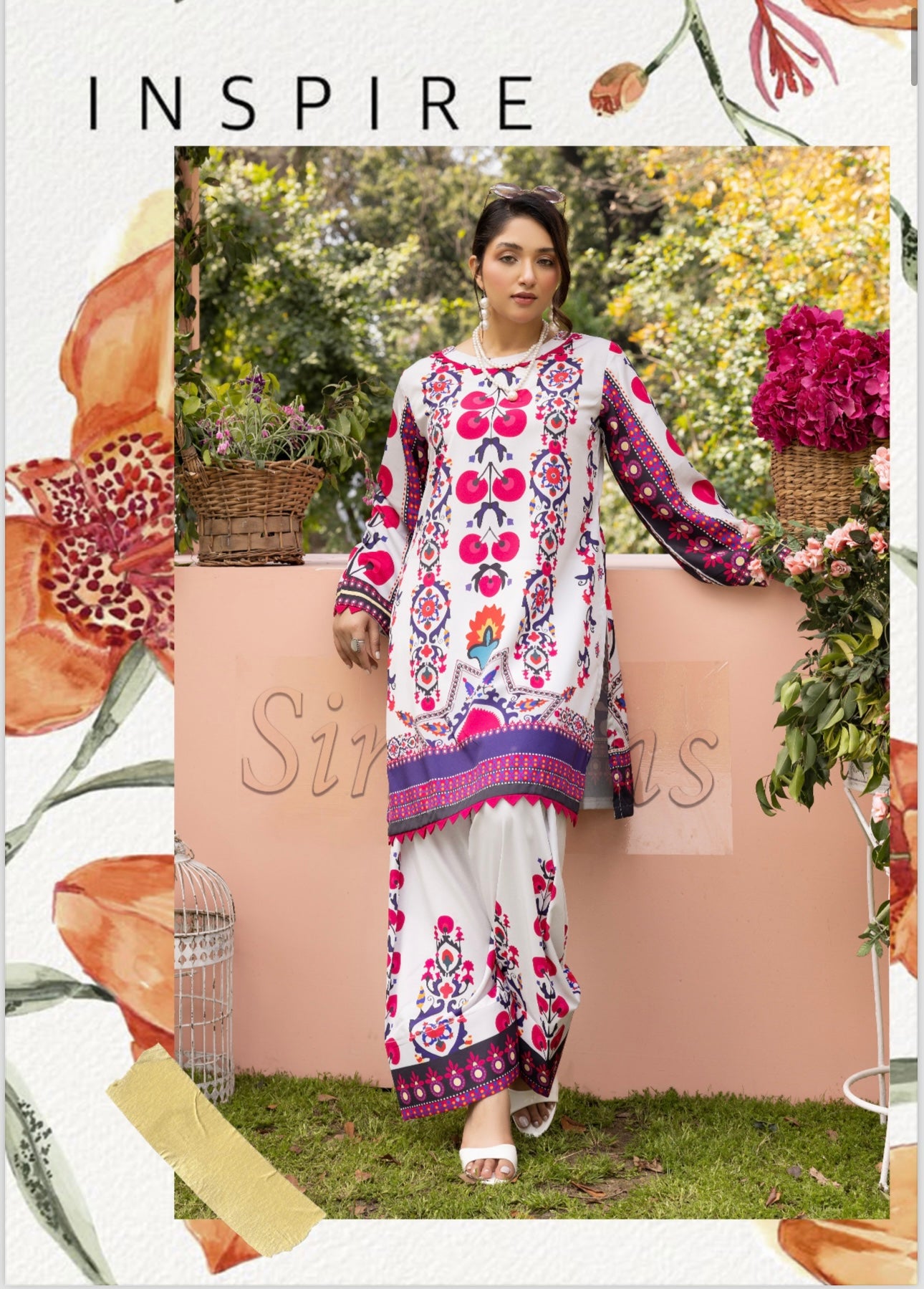 Brit 2 piece silk_100075 Pakistani suits for ladies Farshi Shalwar B113
