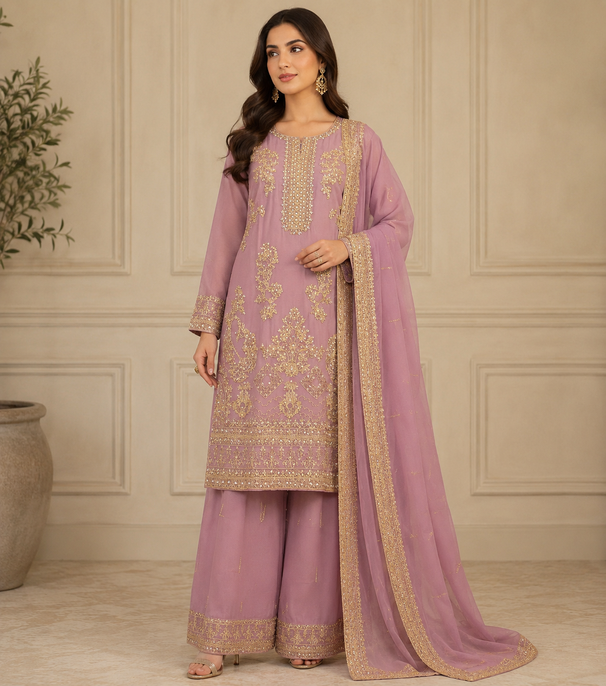BRIT 3 piece chiffon collection ladies dress B753